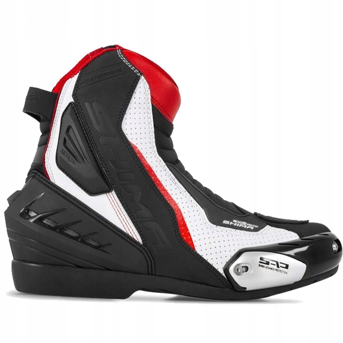 SHIMA KRÓTKIE BUTY MOTOCYKLOWE MĘSKIE SX-6 WHITE BLACK RED 44 Rozmiar 44