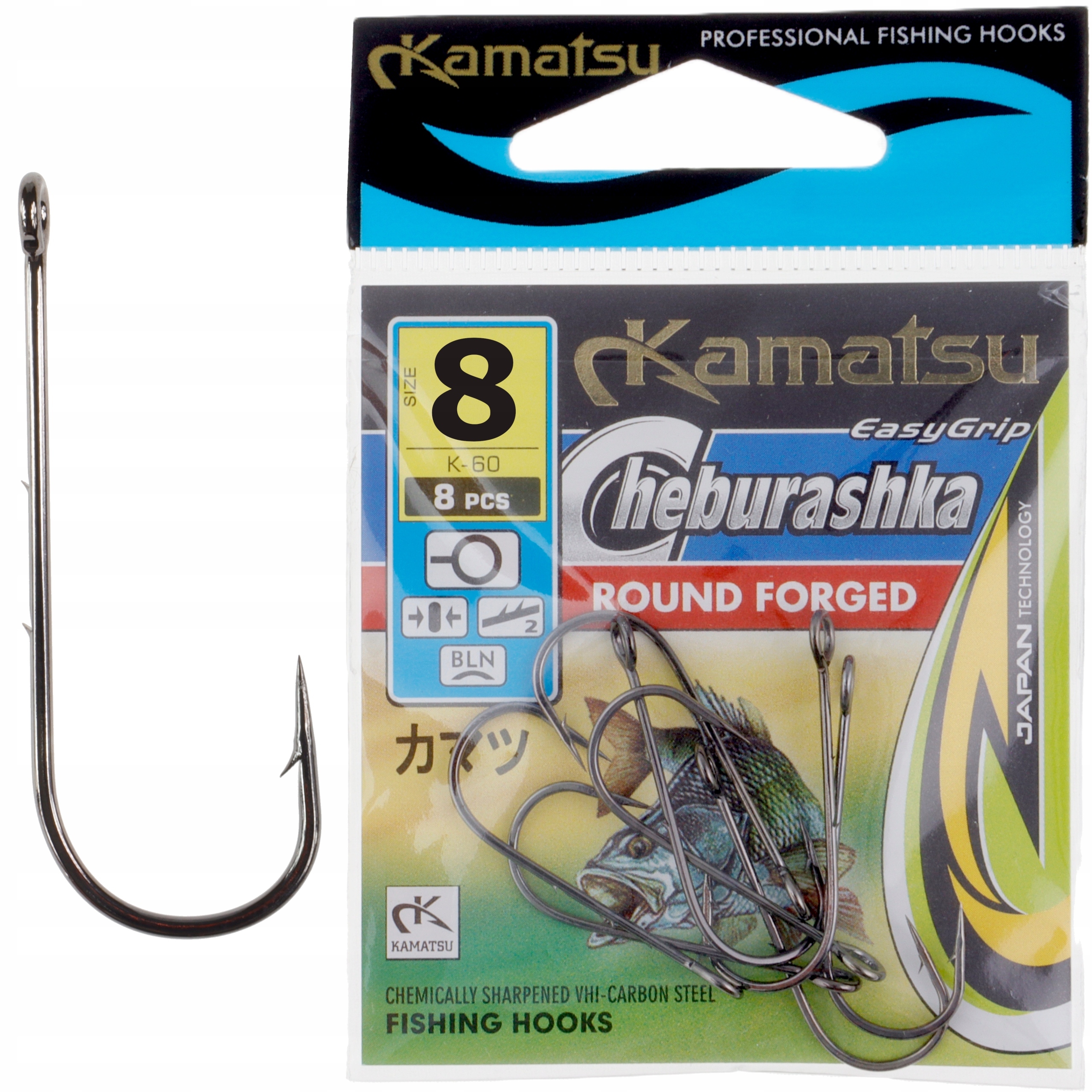 Haczyki Cheburashka Round Forged 8 Kamatsu 8 szt. z zadziorami na trzonku