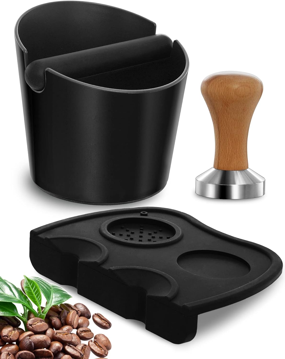 Zestaw Metalowy Tamper 51 mm Stal Nierdzewna Mata Podkładka Wiadereczko