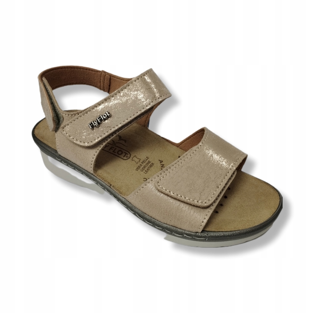 Sandály Široká profilovaná stélka kůže Fly Flot M9 G05 6V zlato vel.39