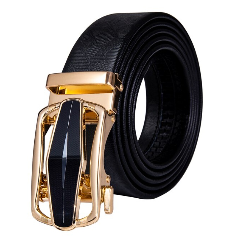 Luxusní Černý Pánský Kožený Opasek S Automatickou Sponou, 110 CM #11