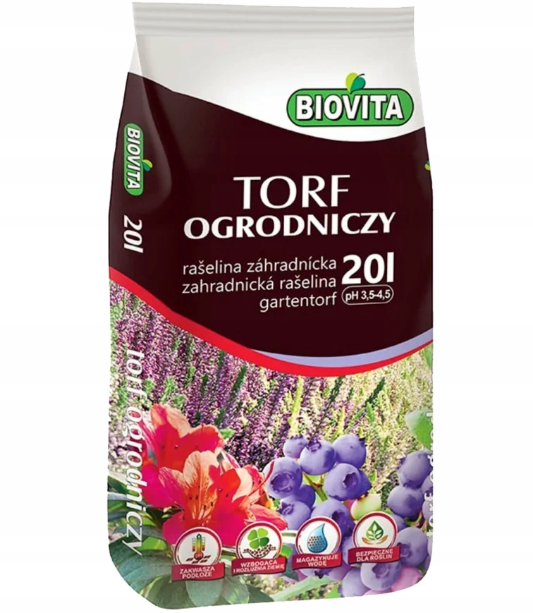 

Biovita 20l torf kwaśny pH 3,5-4,5