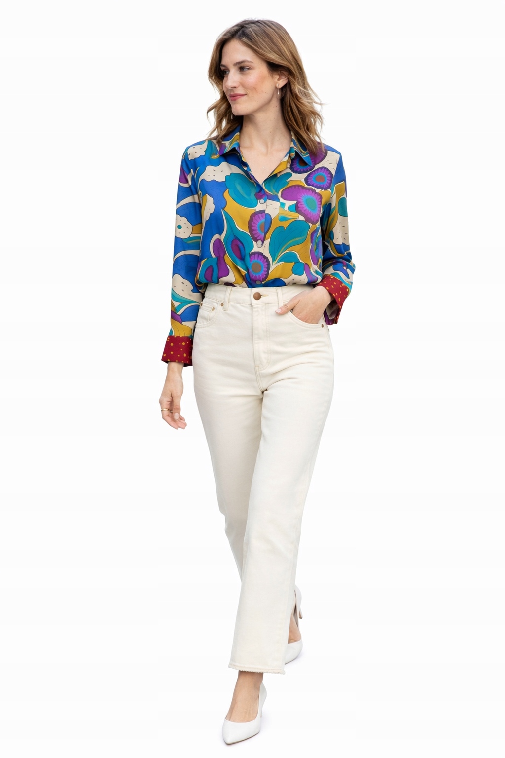 Max&co. Krémové Dámské Džíny Mom Jeans Rovné 40 I3C