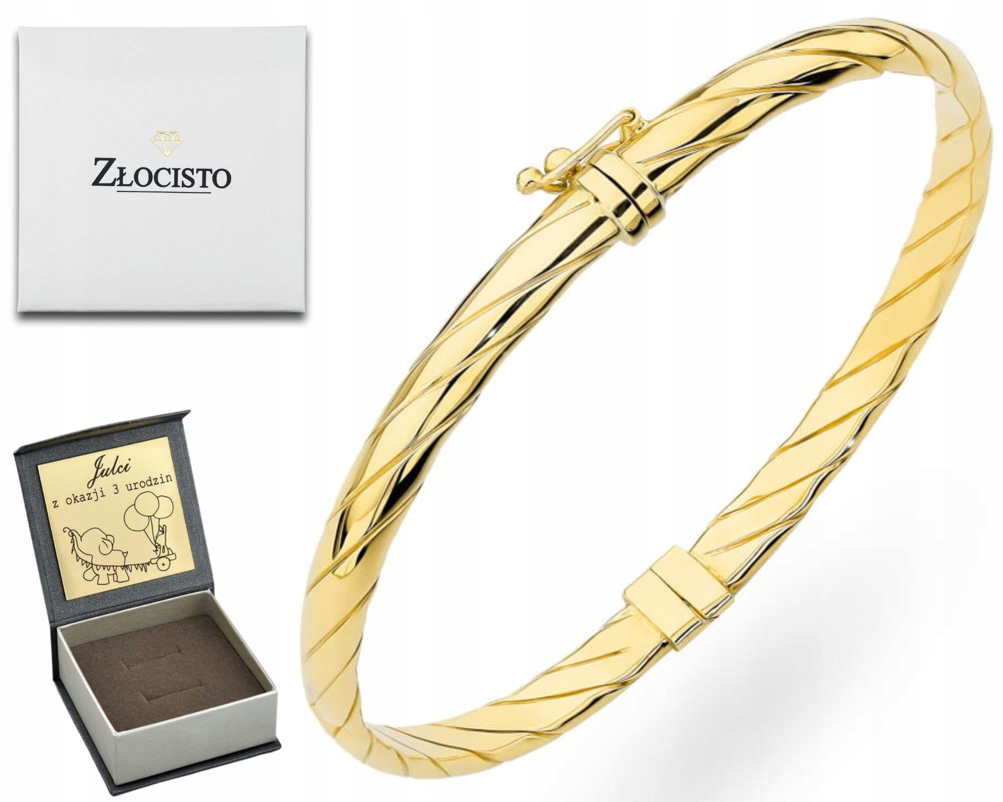 Zlatý Náramek Zdobený Napříč 585, Pevný, Certifikát 14K, Dárek