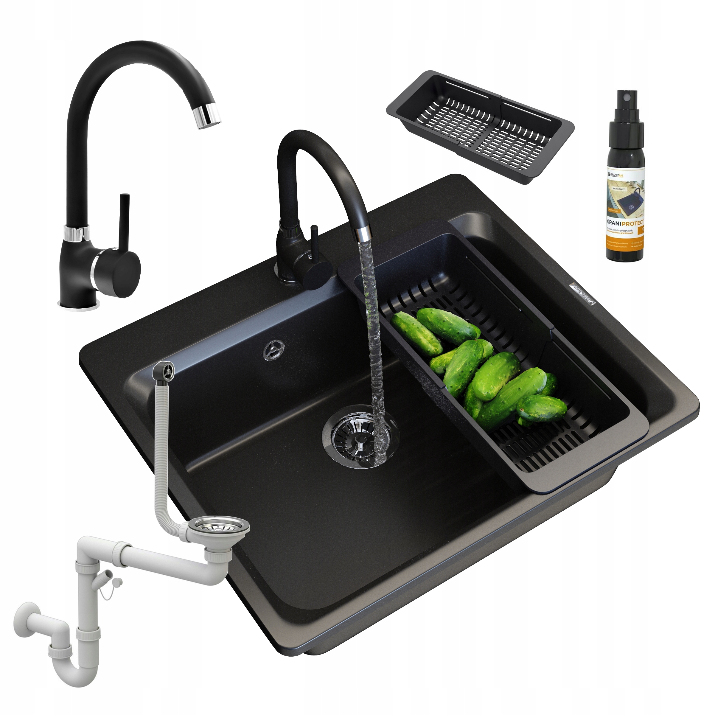 Granitový Drez, Batéria, Sifón, Odkvapkávacia Súprava