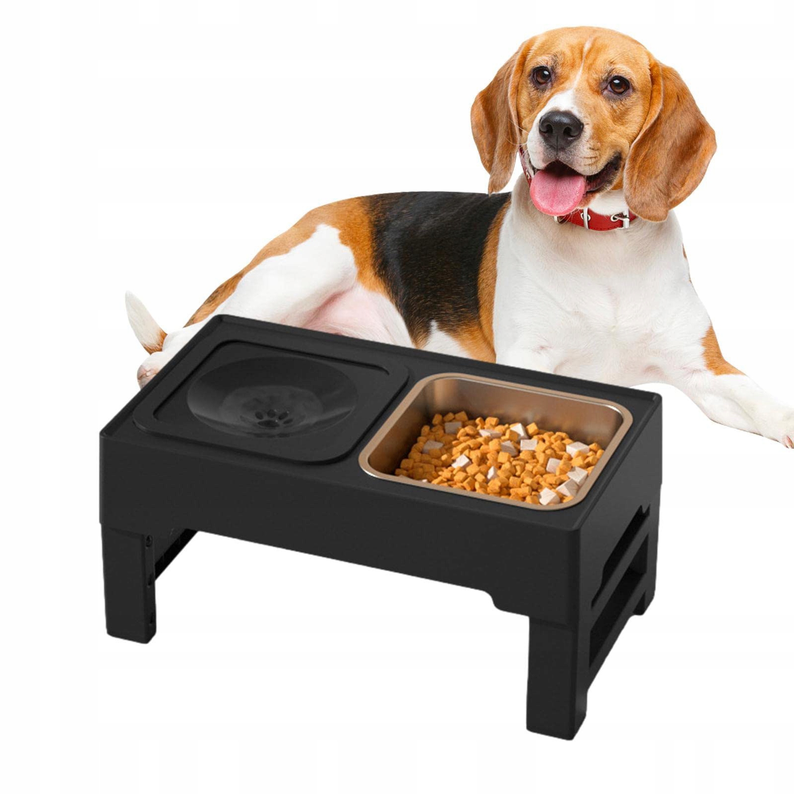 Levně Miska Pro Psa Na Stojanu, Nechytlavá, Nastavitelná Výška 2V1, Kovová