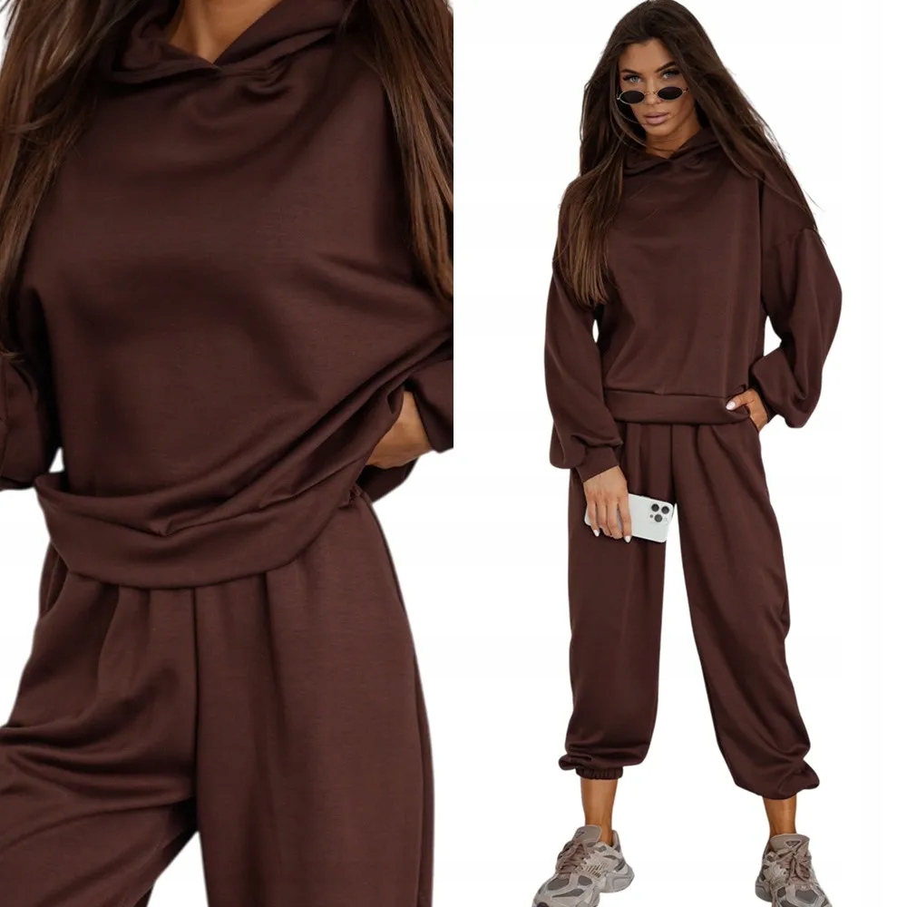 Dámský Teplákovka Teplákovka s kapucí L/XL Hnědá