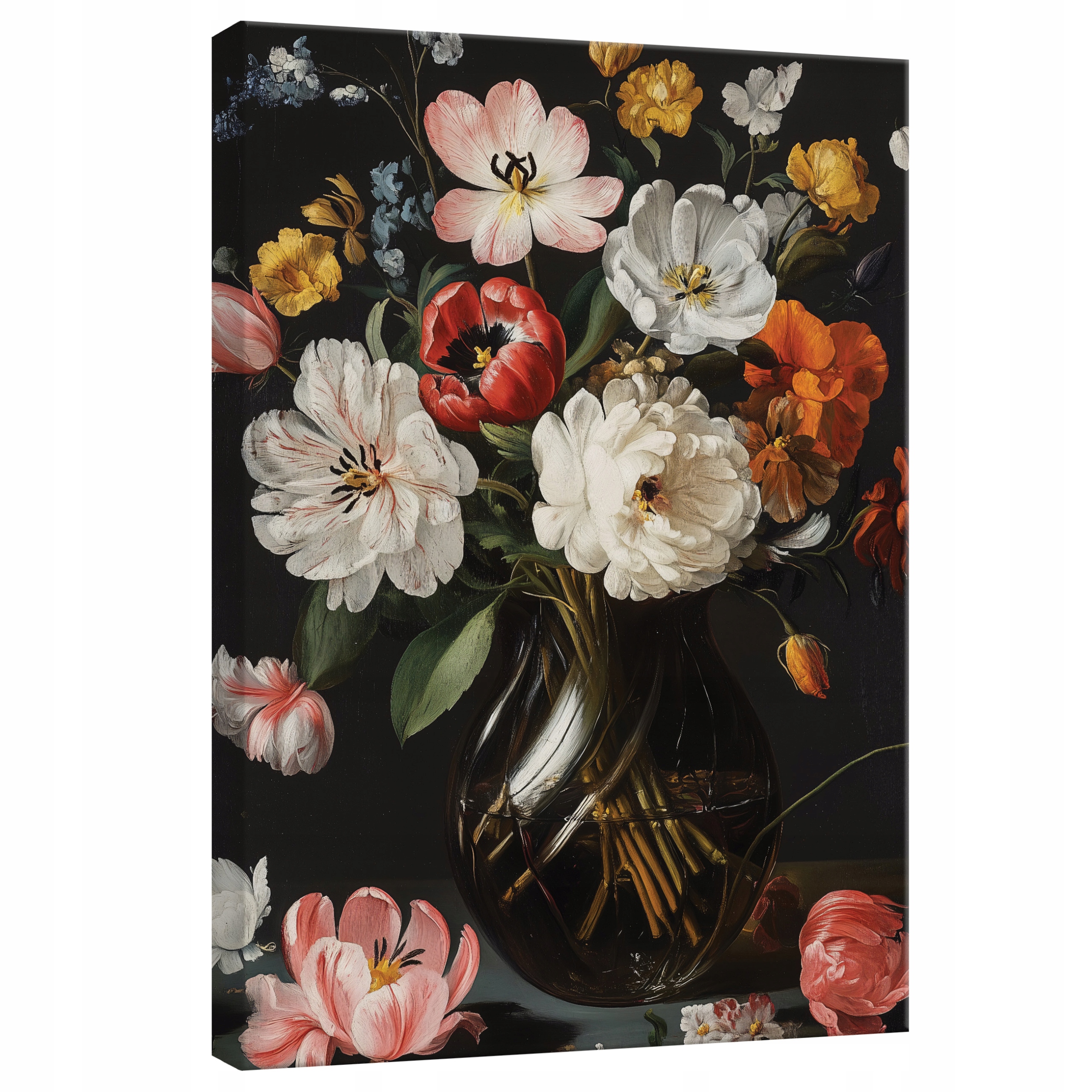 Obraz 80x120 Mrtvá příroda květiny kytice váza olej impasto textura