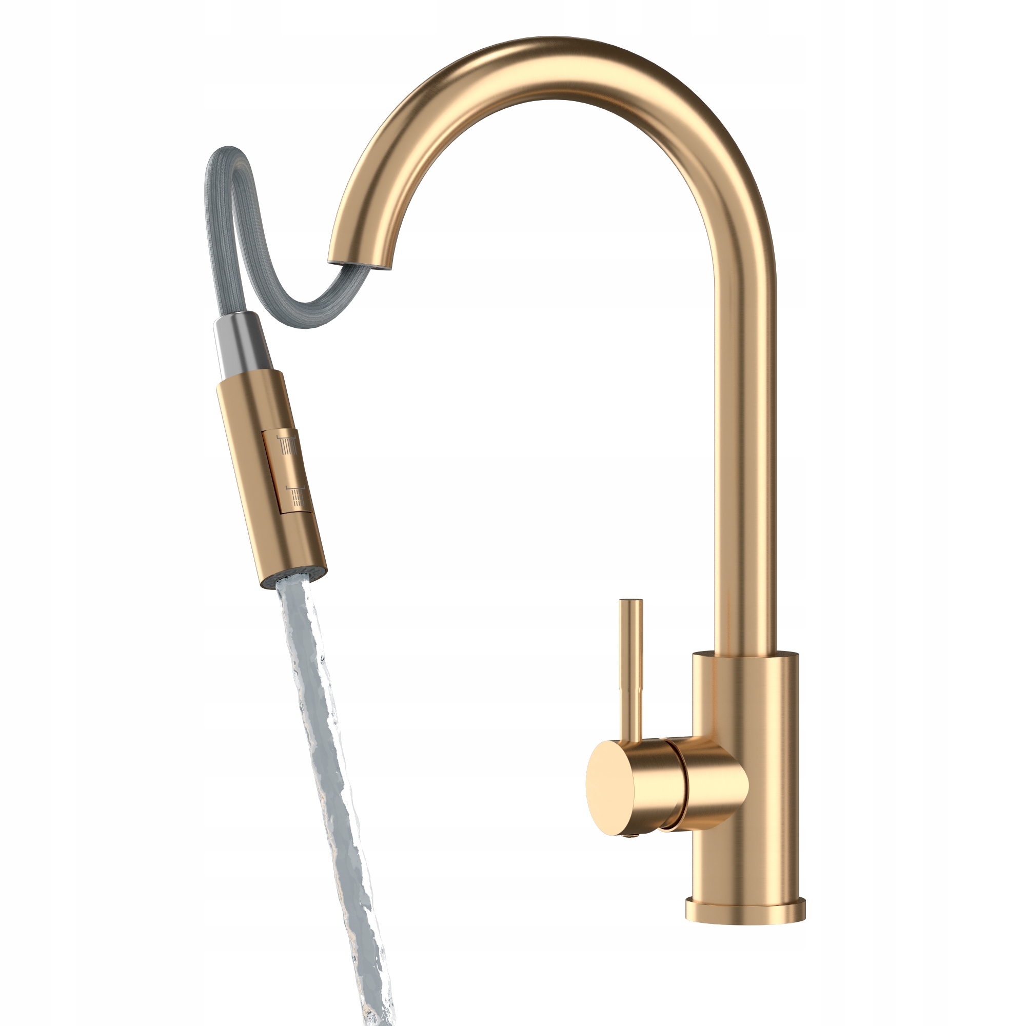 Kuchynská Batéria S Výsuvným Výtokom Zlatá Loseto Oceľový Kohútik Brushed Gold