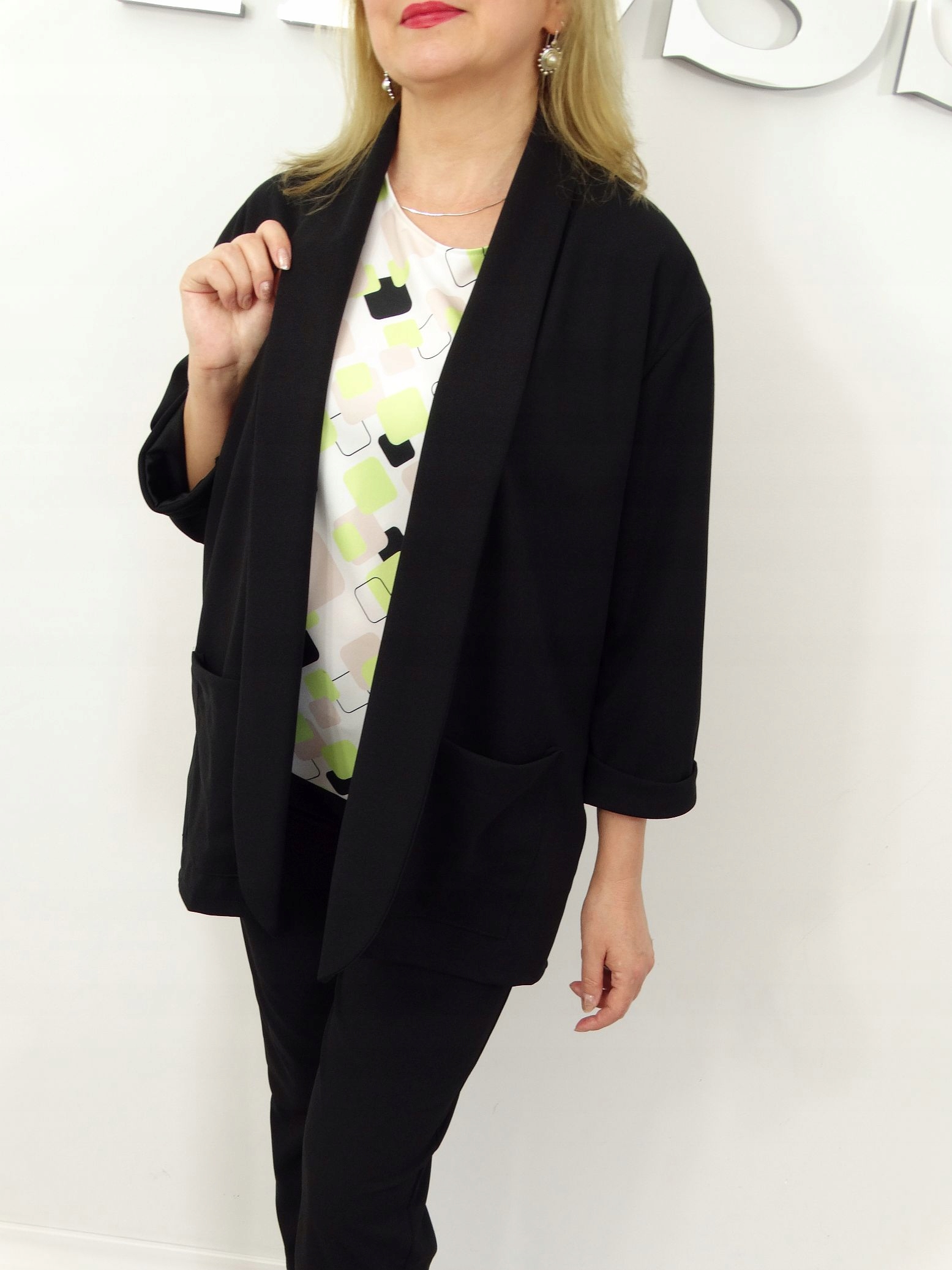 Komplet Damski Garnitur Marynarka Spodnie Duże Rozmiary 48 4XL Rozmiar 48