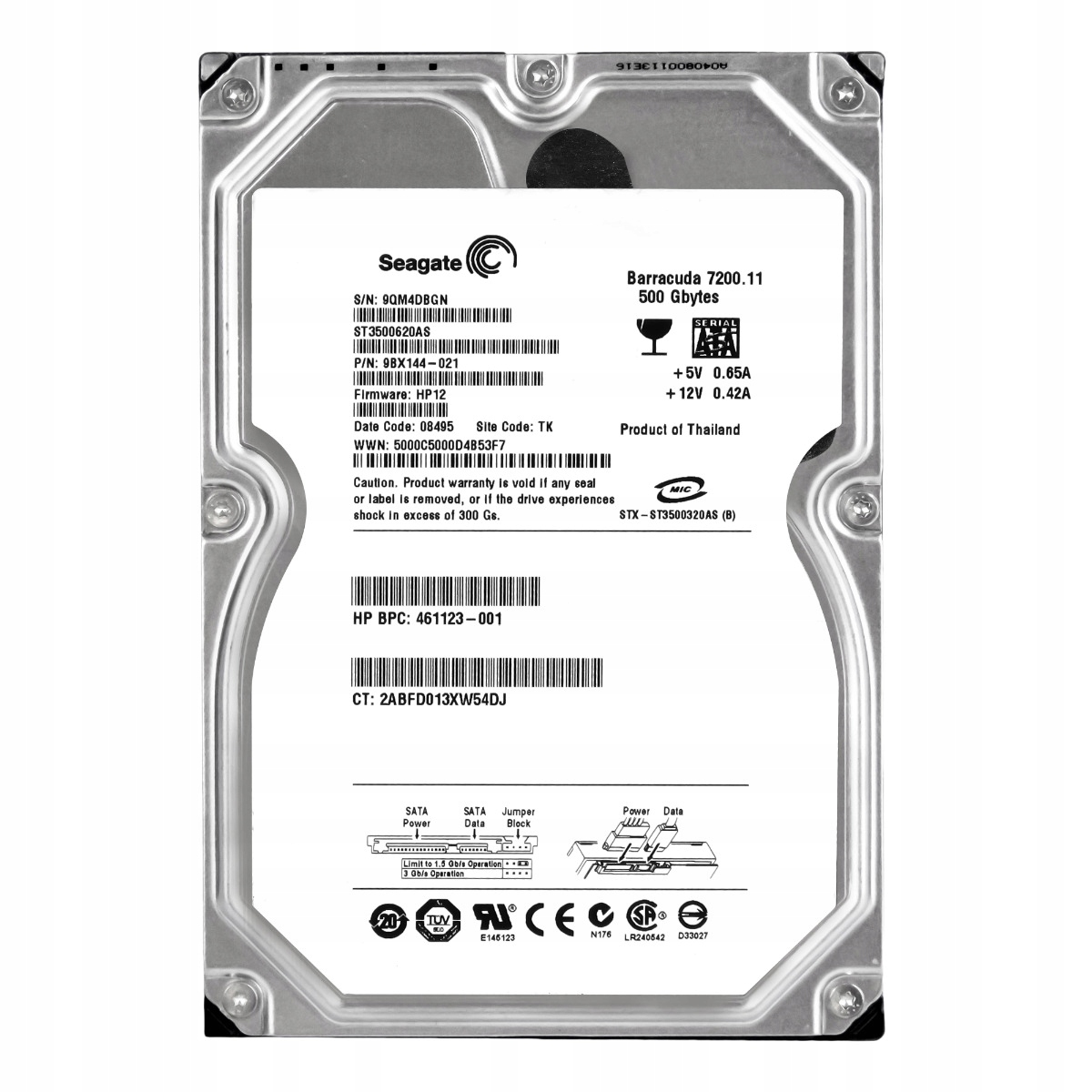 Hp 461123-001 500GB 7.2K 16MB Sata II 3.5'' ST3500620AS