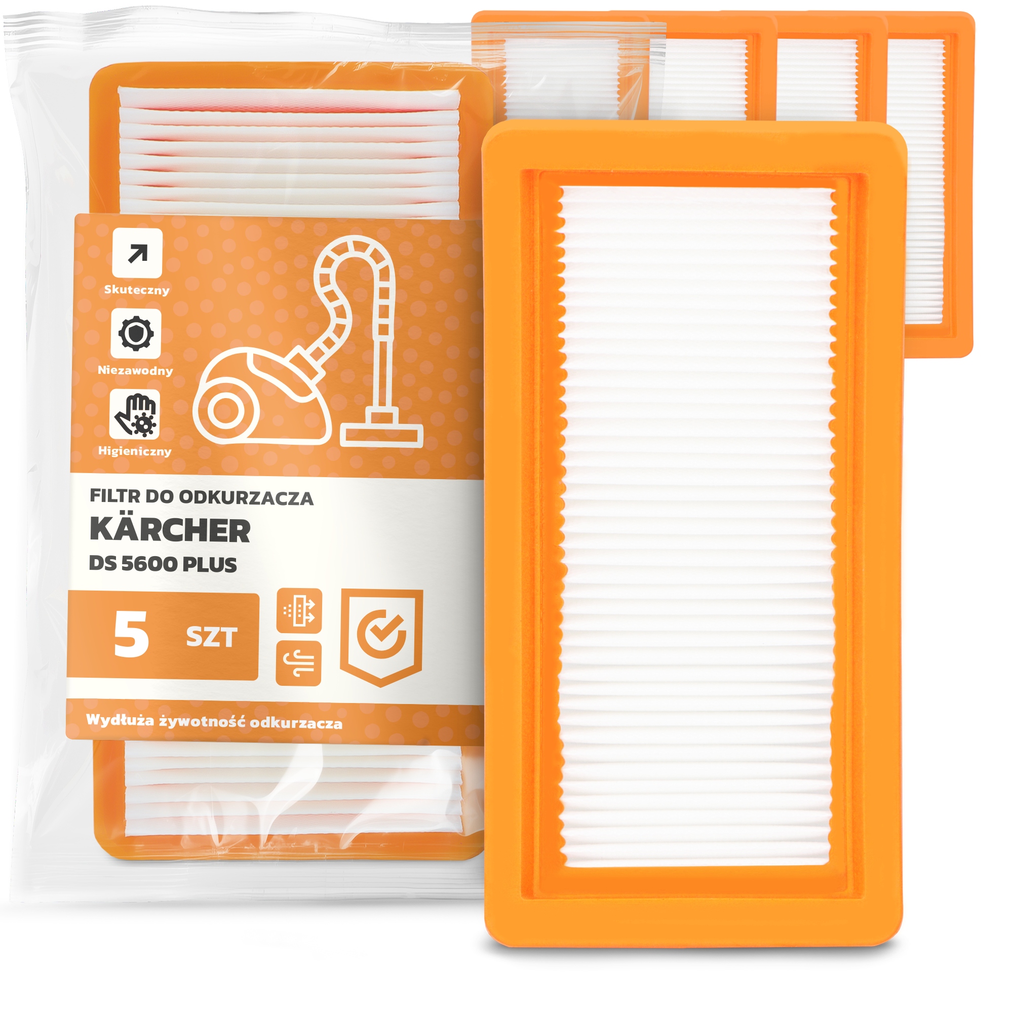 5 x Filtr Do Vysavače Kärcher Ds 5600 Plus Vzduchu Omyvatelný Filtry Em-w