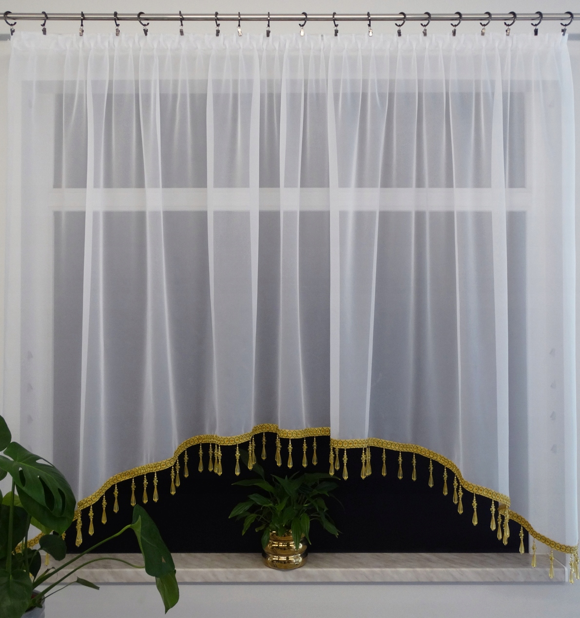 Mg Záclona Voál oblouk korálky dlouhé Zlaté 1 400x155 cm