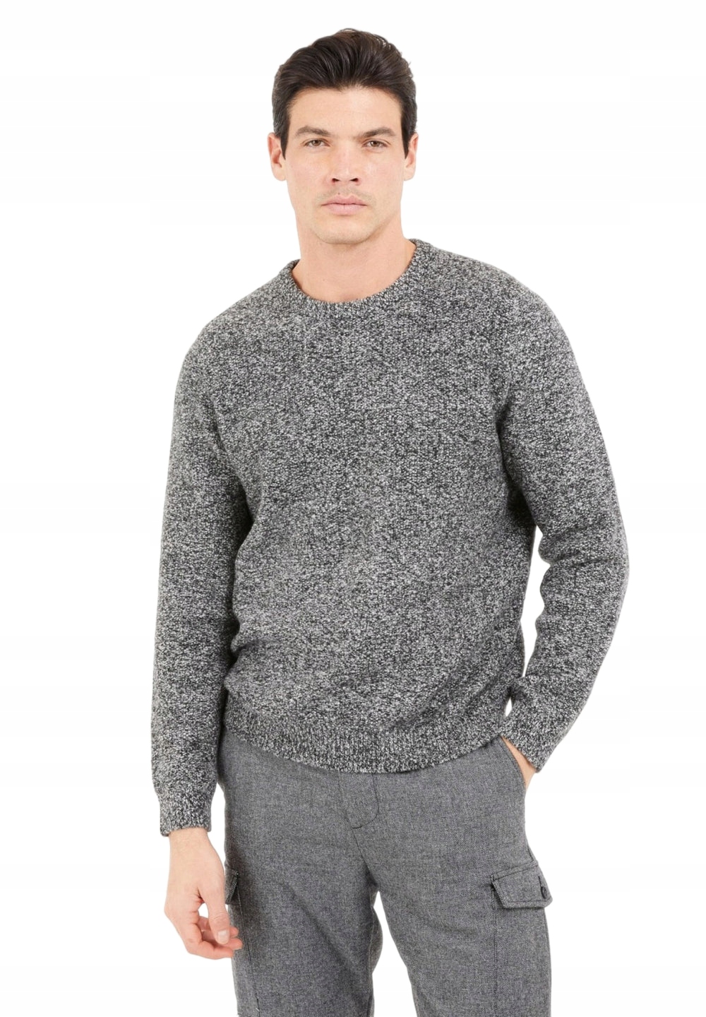 Šedý Pánský Bavlněný Svetr Bluiza Teplá Pánská Hladká Guess L