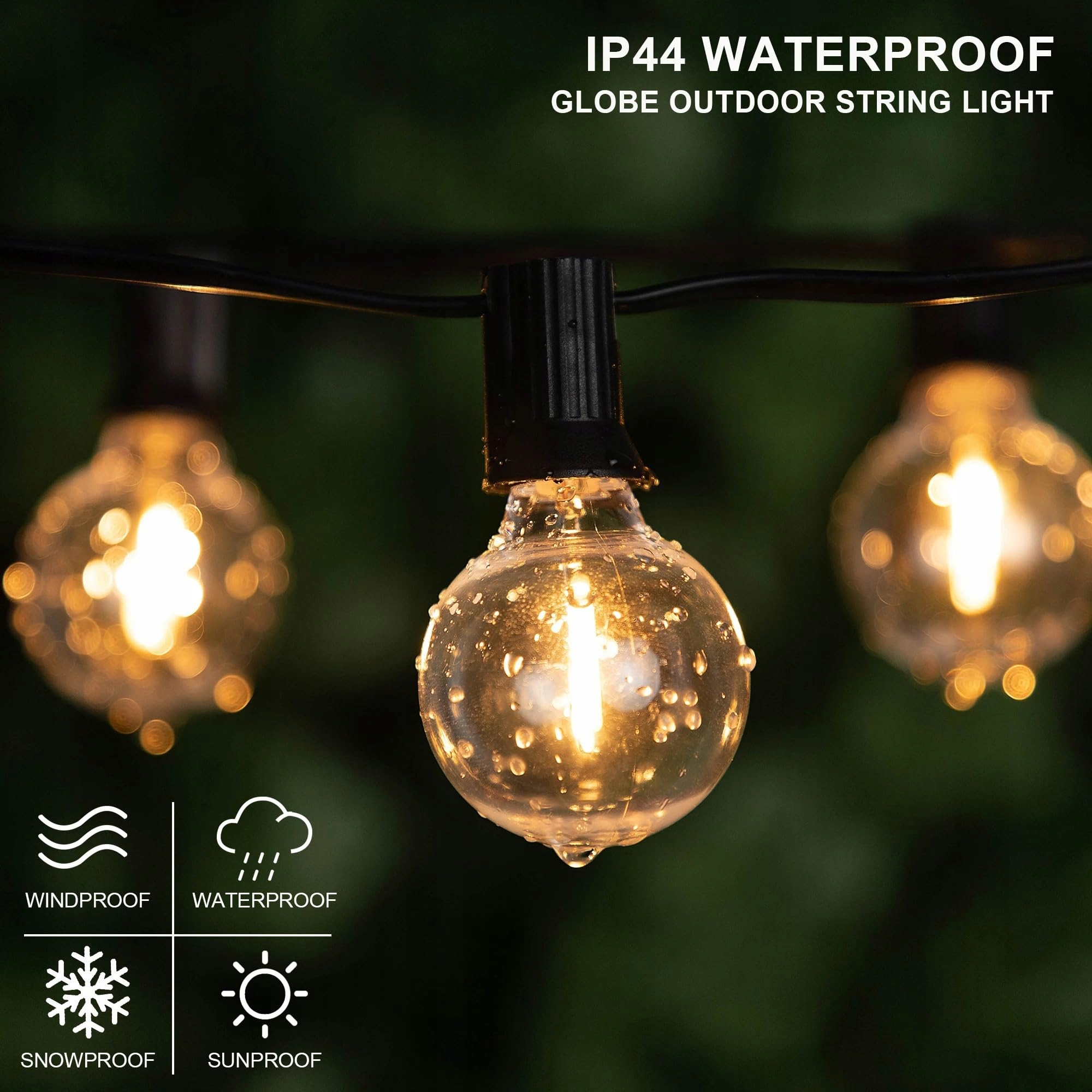 WWEIXUN2020 LED Girlanda Zewnętrzna 50FT G40 26 Żarówek IP44 Dimmable Ogród — miniatura 5
