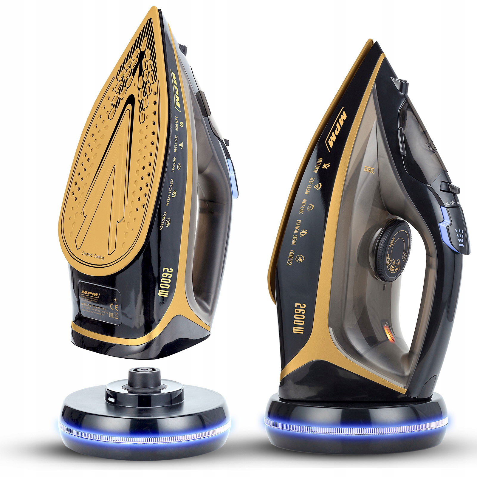 Żelazko bezprzewodowe parowe ceramiczne anti drip 2600W MZE-26 Mpm