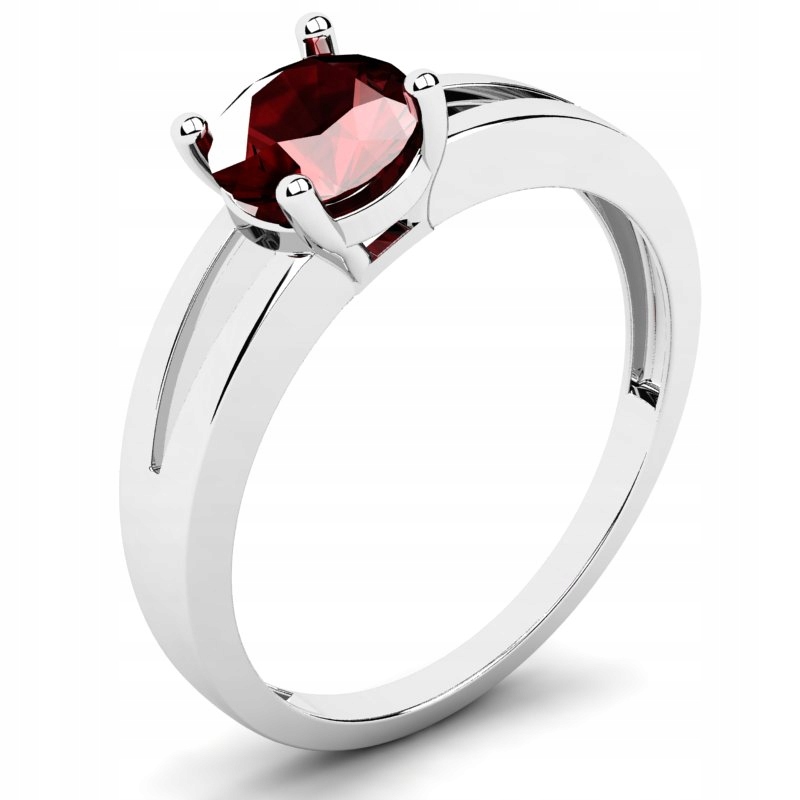 

Pierścionek Z Białego Złota Z Bordową Cyrkonią 6MM