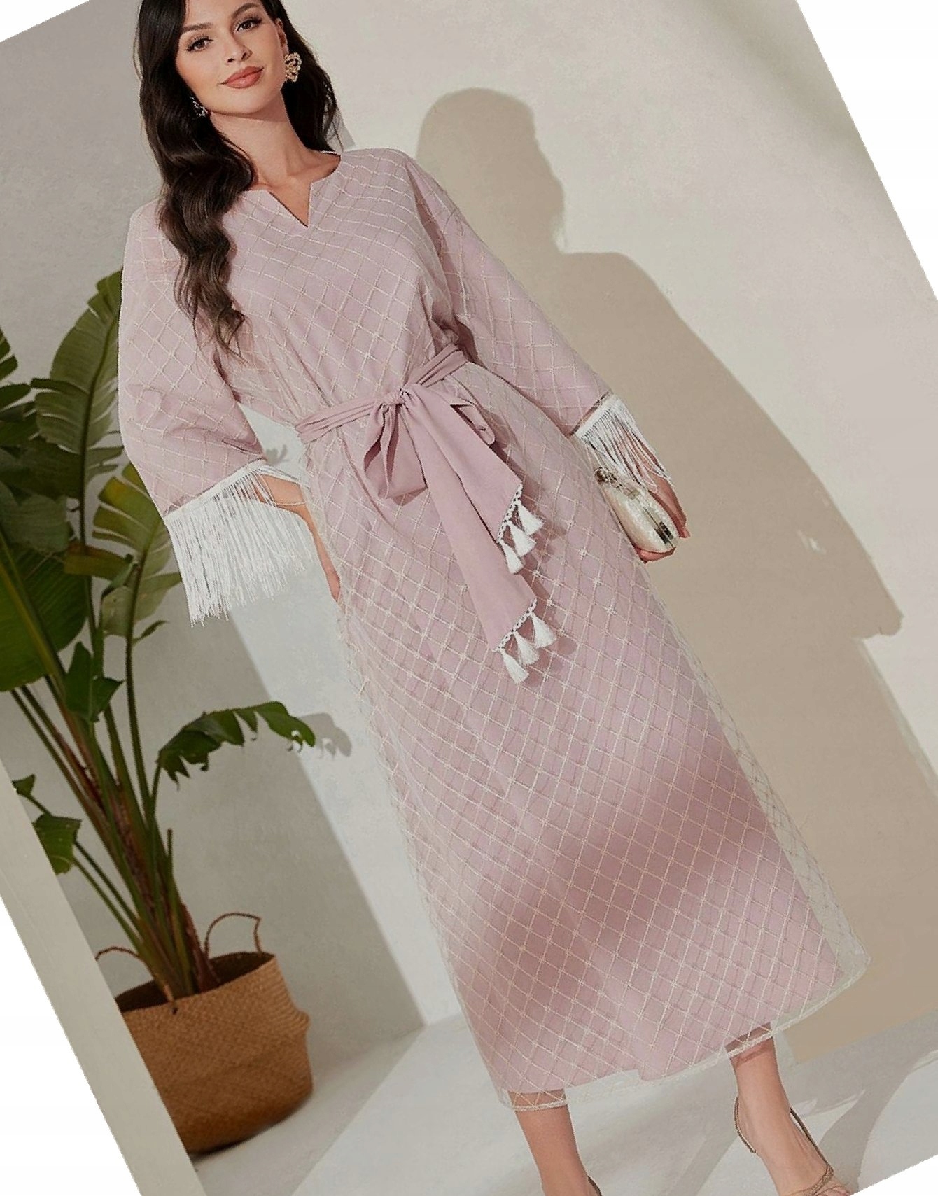 Šaty s třásněmi Dvouvrstvá Maksi XL