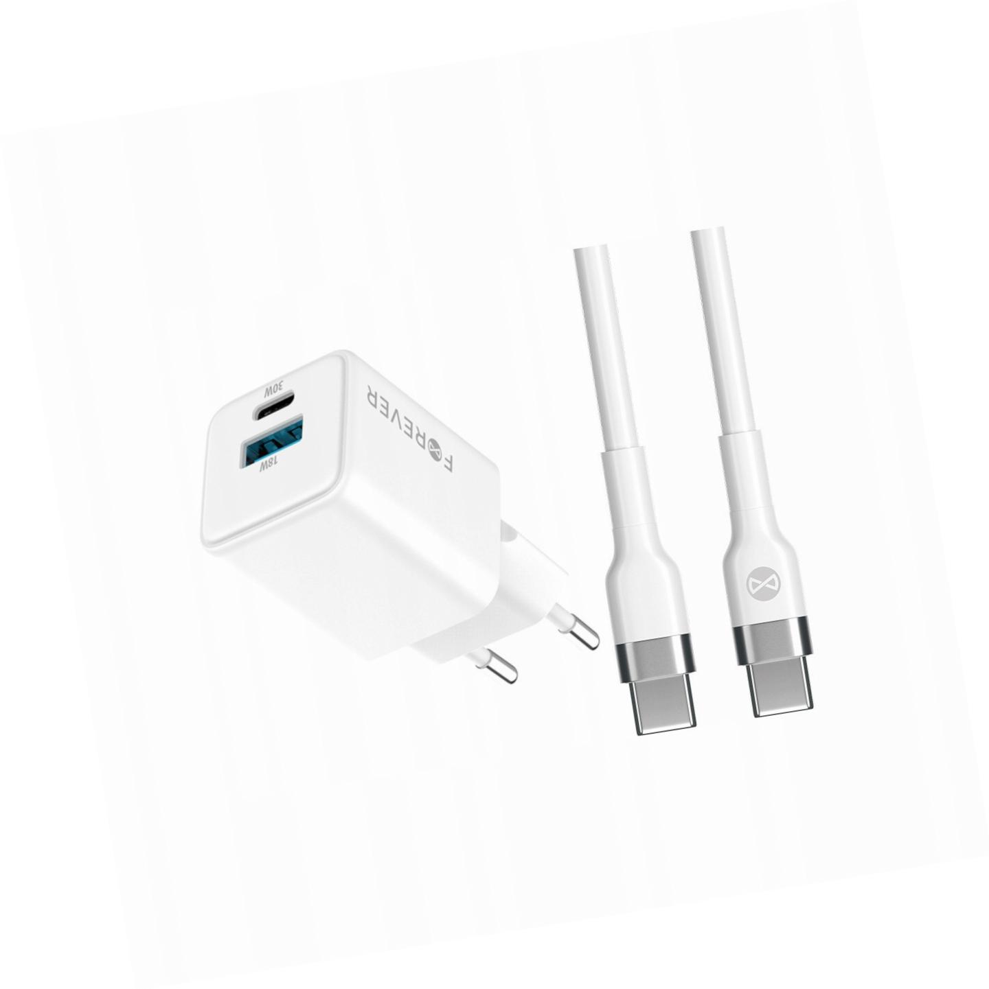 Szybka ładowarka GaN 30W 2 wejścia Usb i Usb-c z kablem do Nokia E66