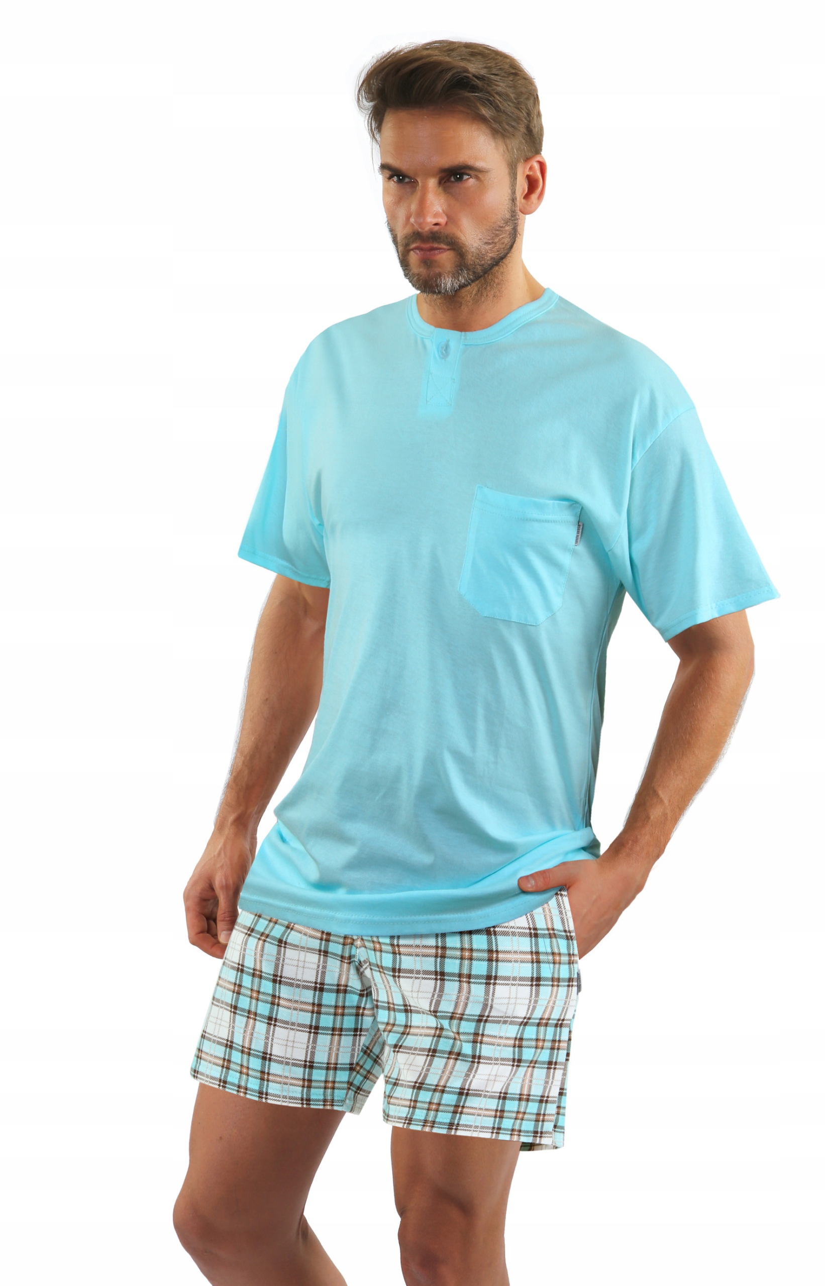 Sesto Senso Pánské pyžamo Krátké 2576/17 tyrkysové 4XL