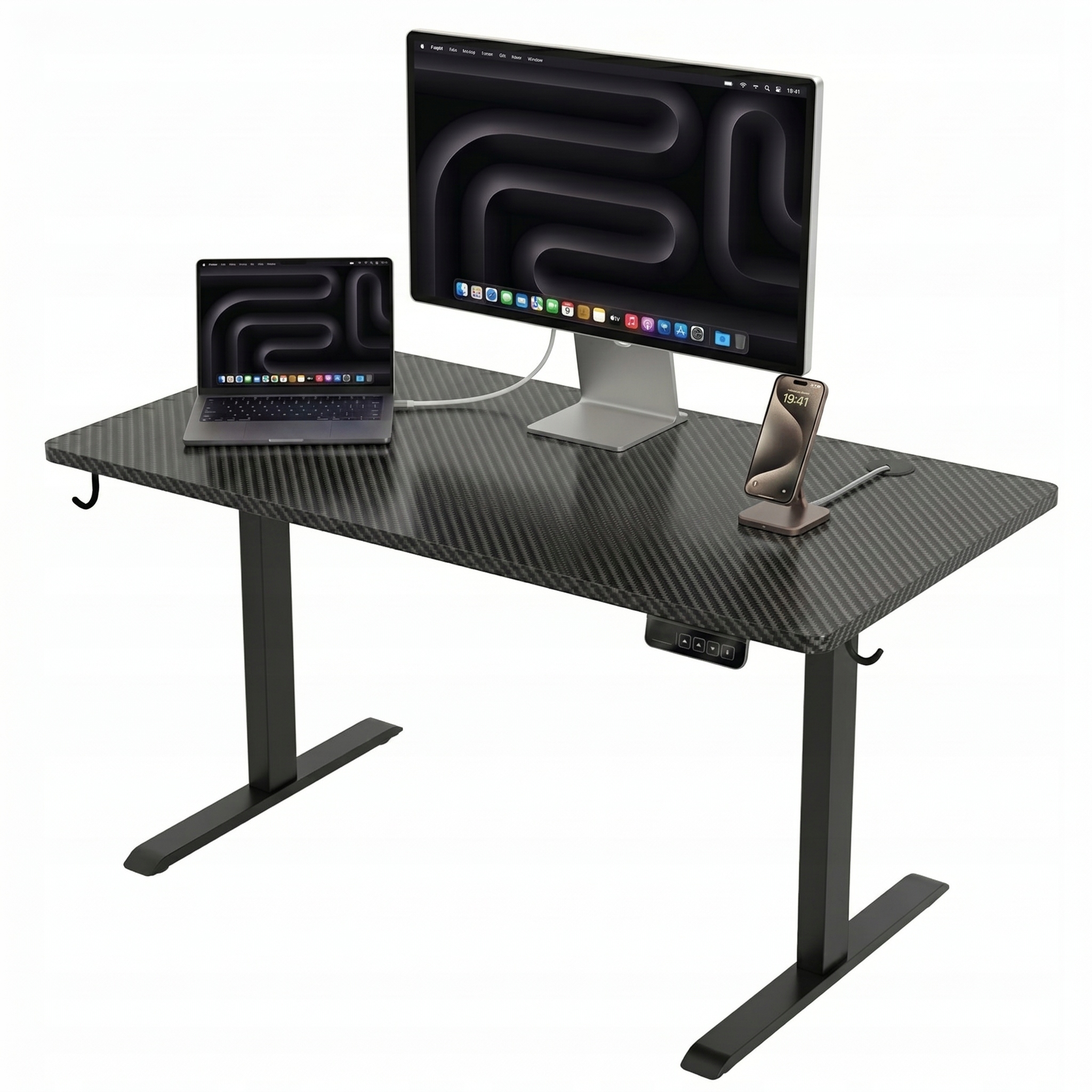 Nastavitelný herní stůl 120x60 Carbon 72–118 cm – Gaming, kancelář, škola
