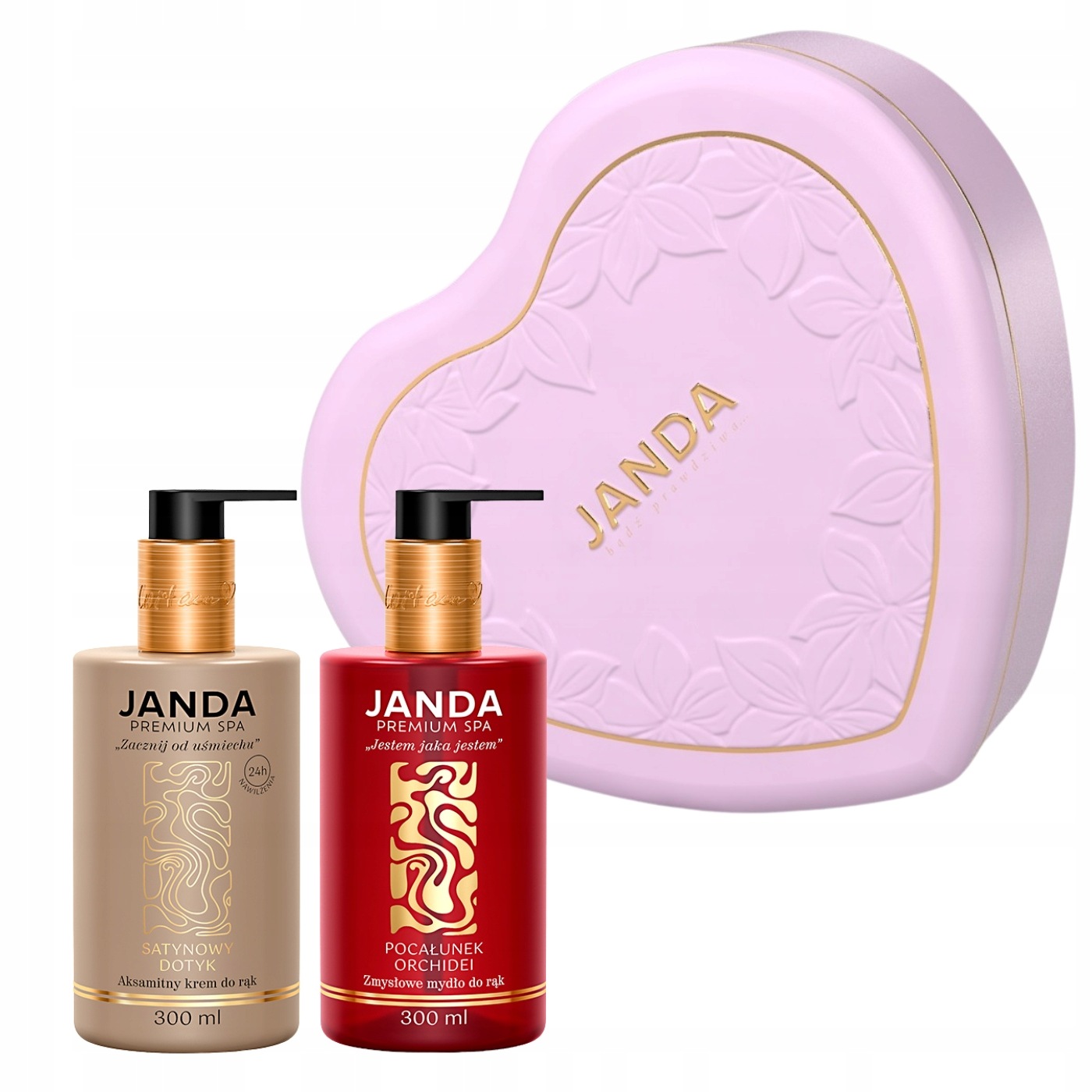 Janda Zestaw prezentowy Premium Spa Krem do rąk Mydło do rąk pudełko serce