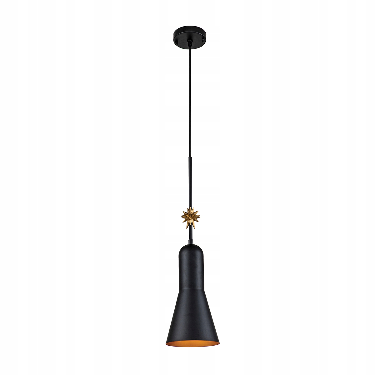Závesná lampa Art Deco čierna matná zlatá s hviezdičkou nad stolovou doskou Elstead