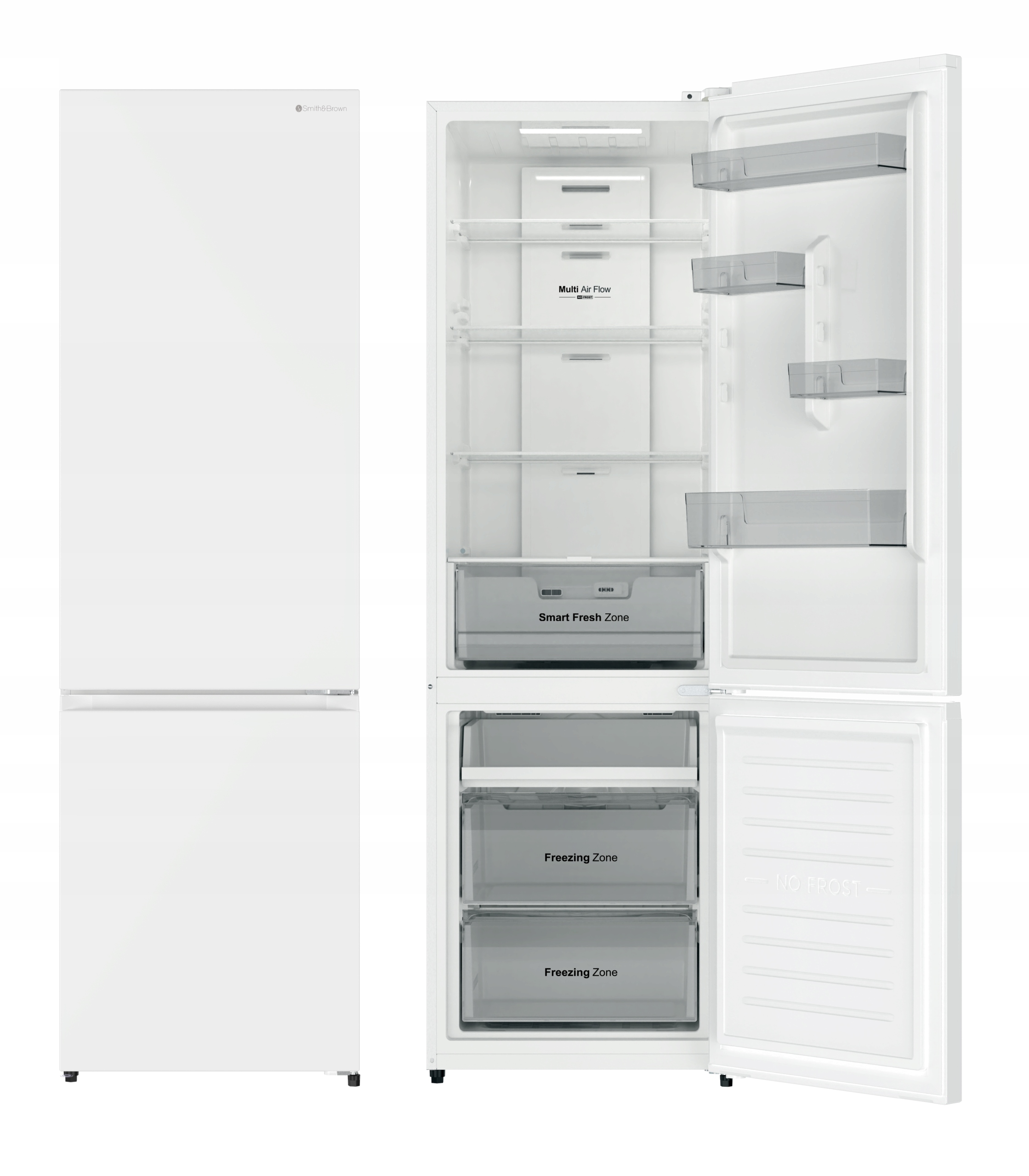 Lodówka No Frost 185cm 308L Smith&Brown SFBF-232-WE5 Biała Szerokość 54cm