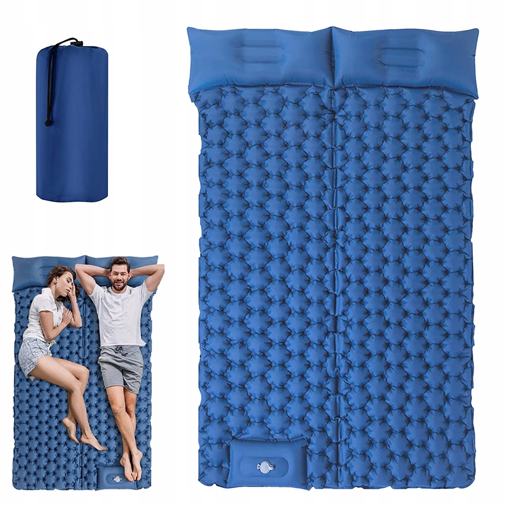 PODWÓJNY MATERAC NADMUCHIWANY Z PODUSZKAMI I POMPKĄ DO STÓP 120X200