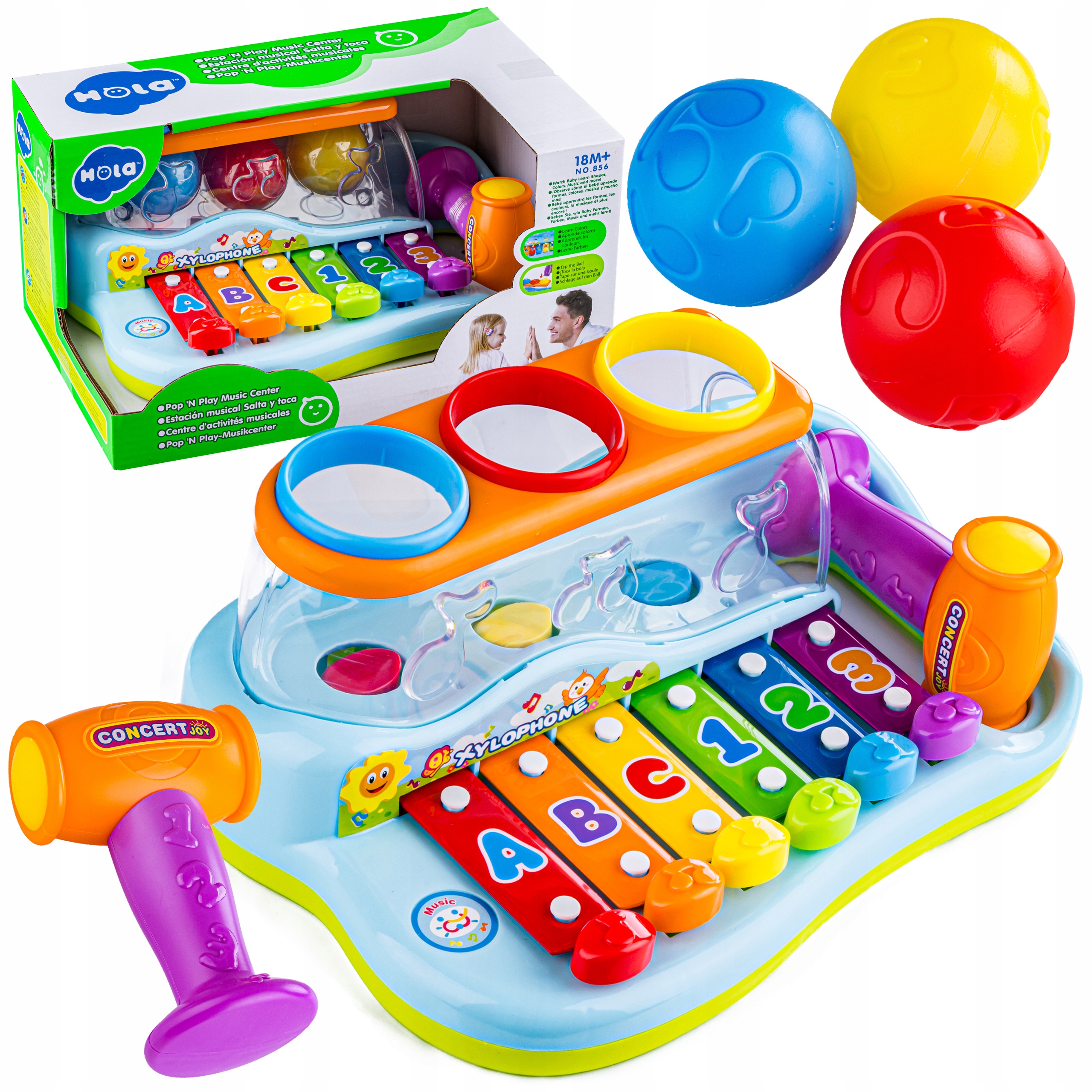 CYMBAŁKI ZABAWKA DLA DZIECI MŁOTEK PIŁKI KSYLOFON