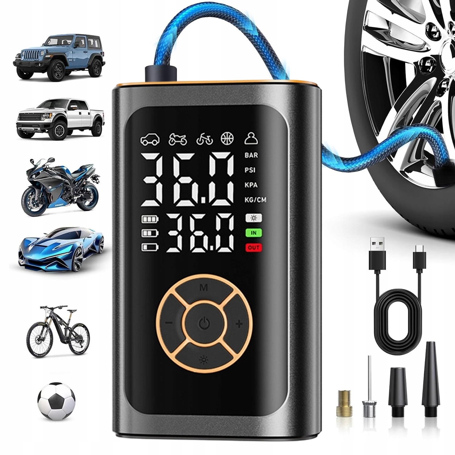 Elektrická Vzduchová Pumpa 20 L/min Pro Motocykl A Míčové Kolo