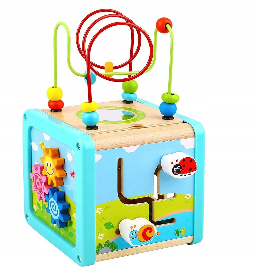 Drewniana Sensoryczna Kostka Edukacyjna Montessori Klocki dla dziecka