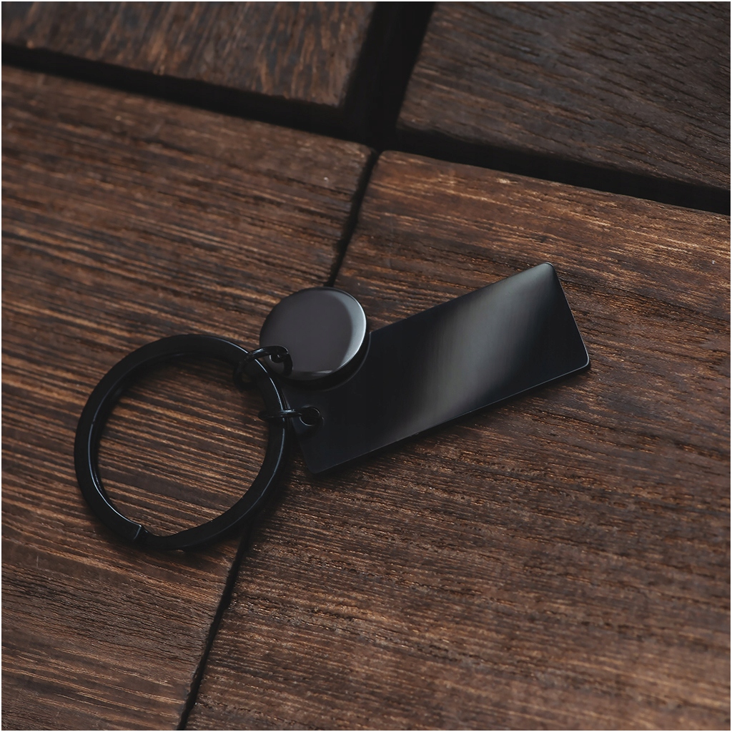 Brelok do kluczy Z GRAWEREM CZARNY PODŁUŻNY TWOJA PIOSENKA prezent STAL Kolor czarny