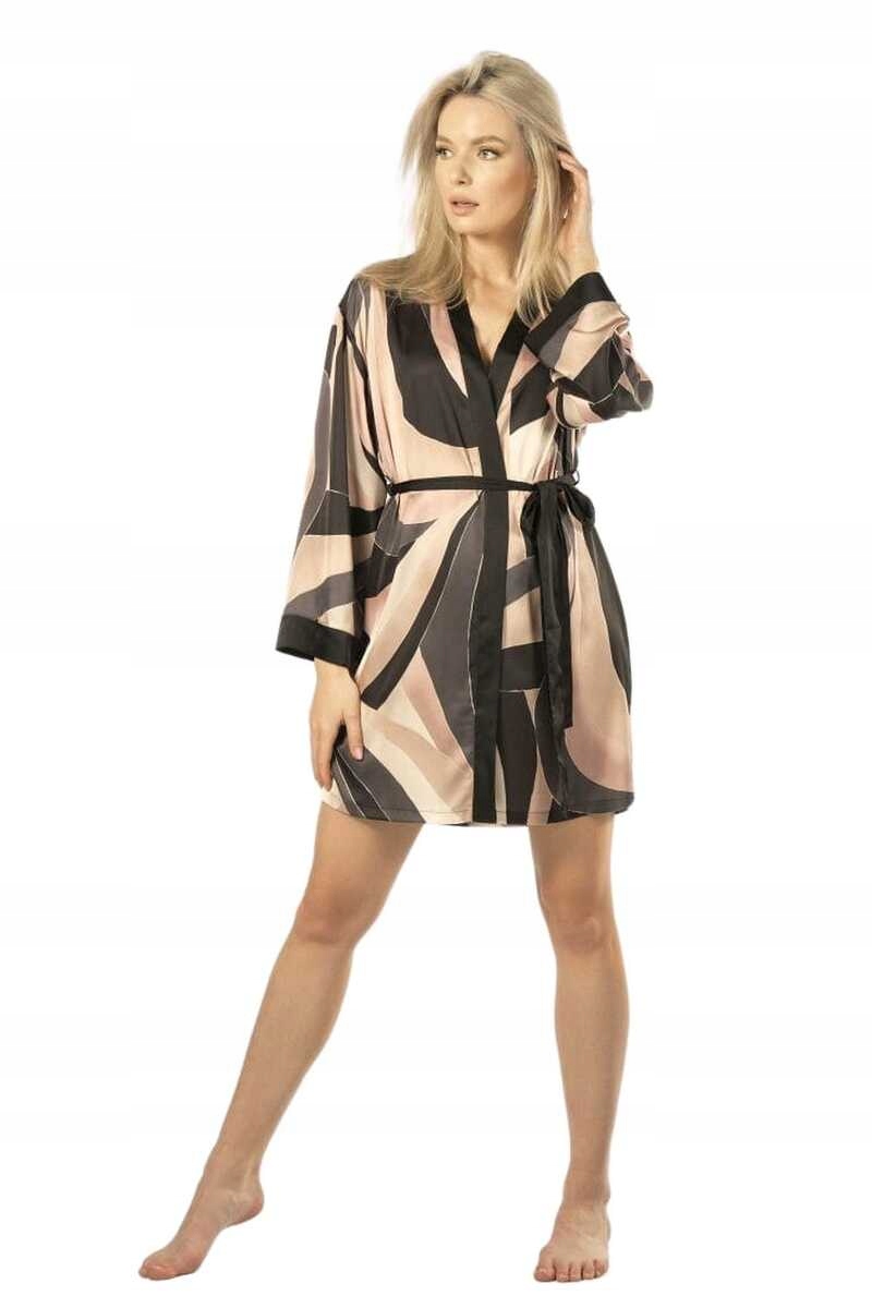 Nipplex Dámský saténový elegantní zavazovací župan Delfina šedý L