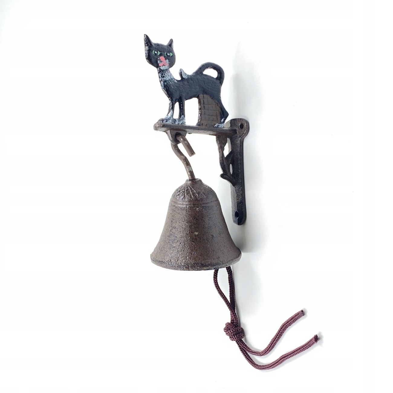 Żeliwny dzwonek ścienny „Kot” 10x7x36 cm