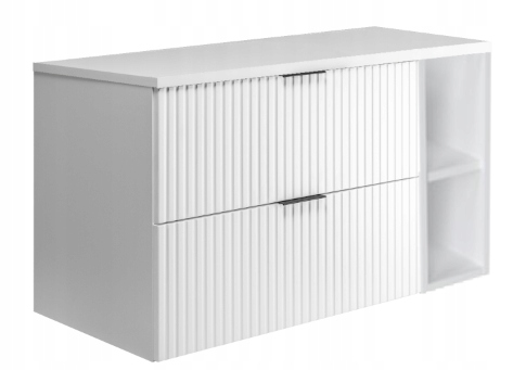 Koupelnová skříňka pod umyvadlo Závěsná 100 Bílá Rýhovaná čela Mdf Blat!