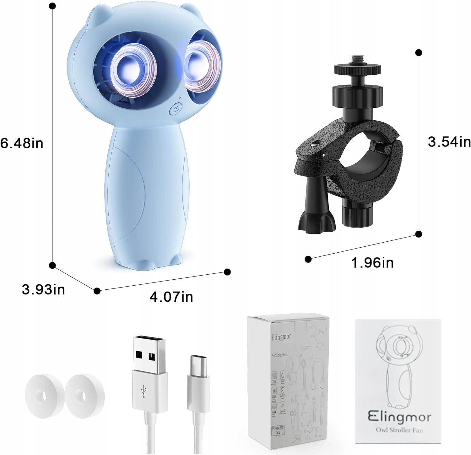 WENTYLATOR WIATRAK DO WÓZKA ŁÓŻECZKA DLA DZIECKA PRZENOŚNY NA BATERIE SOWA Marka inna