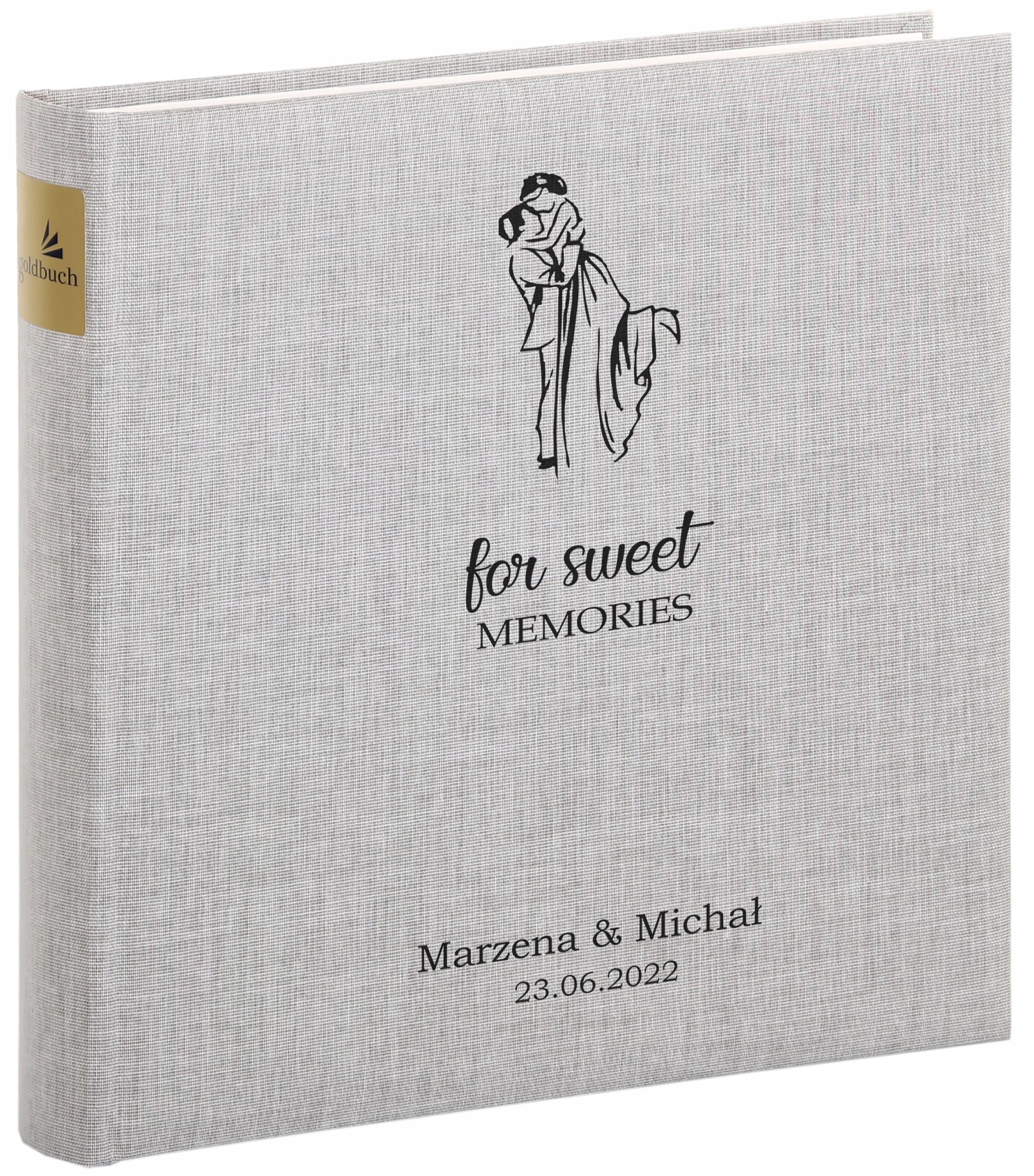 Album na svatební fotografie 30 karet Váš potisk Svatba lněná vazba Goldbuch