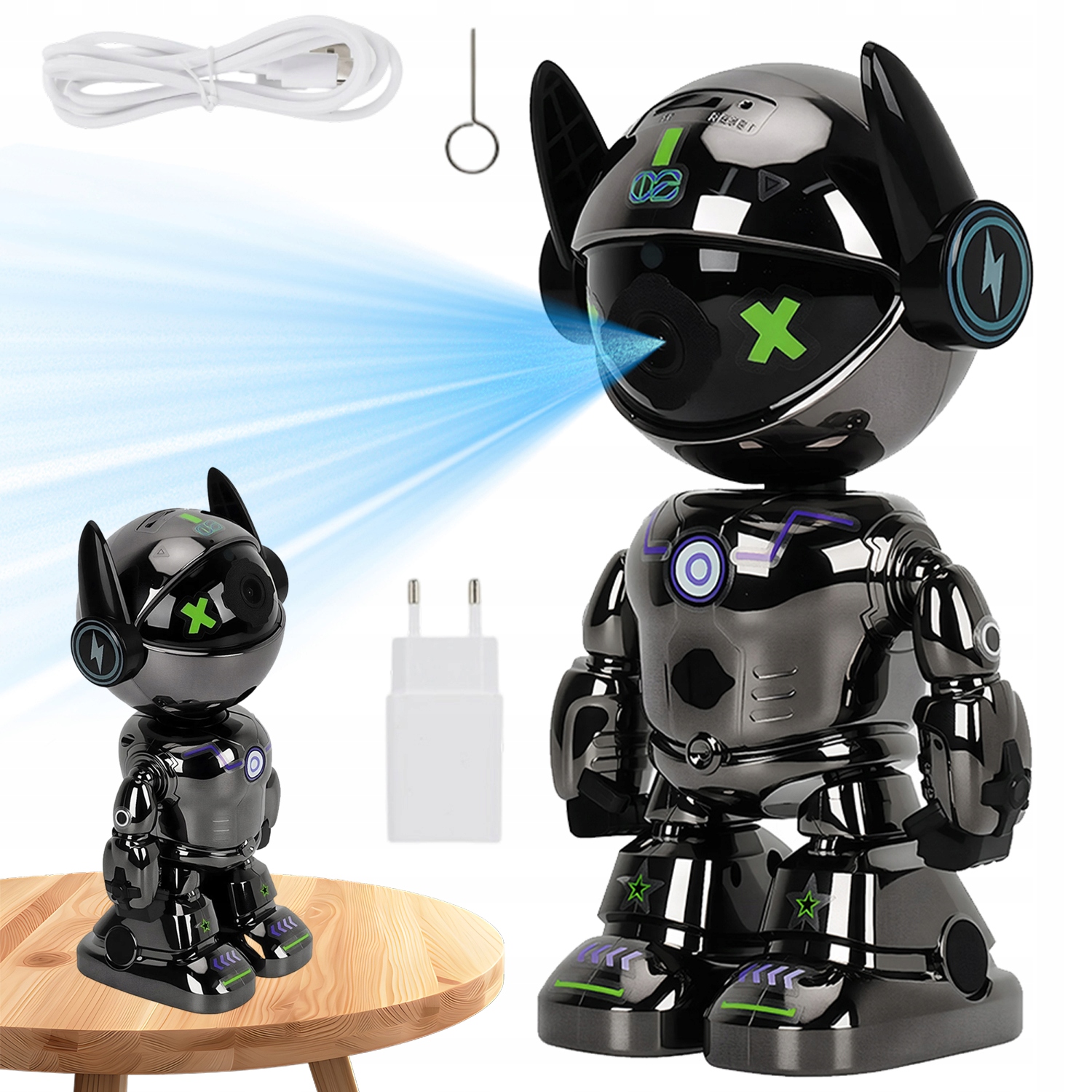 Skrytá Špionážní Kamera Na Wifi 360° Otočný Robot 2 M Noční Režim Barva