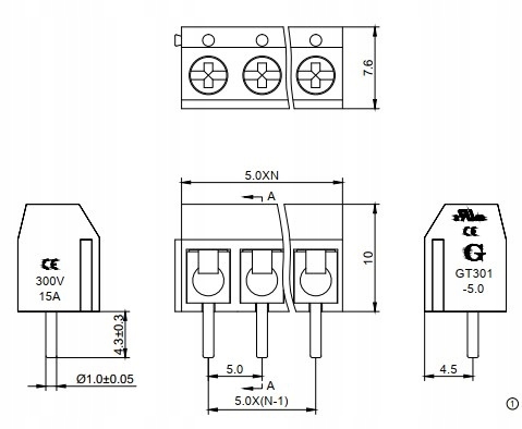 ART Listwy Montażowe ARK2-5,0mm Blue 10szt Kod producenta TL201v-2plc
