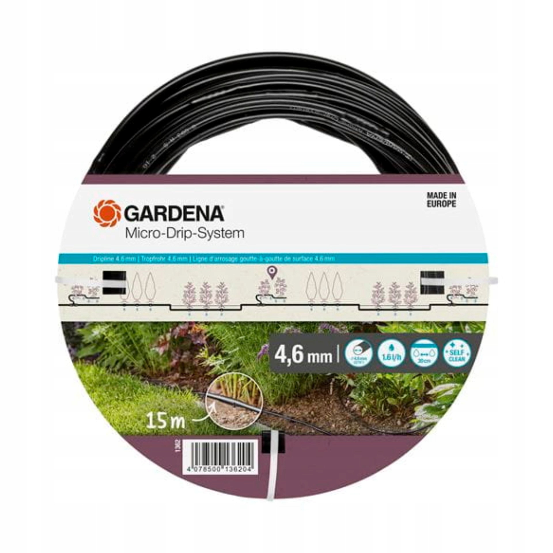 

Linia kroplująca Gardena 4,6 mm 3/16" 15 m