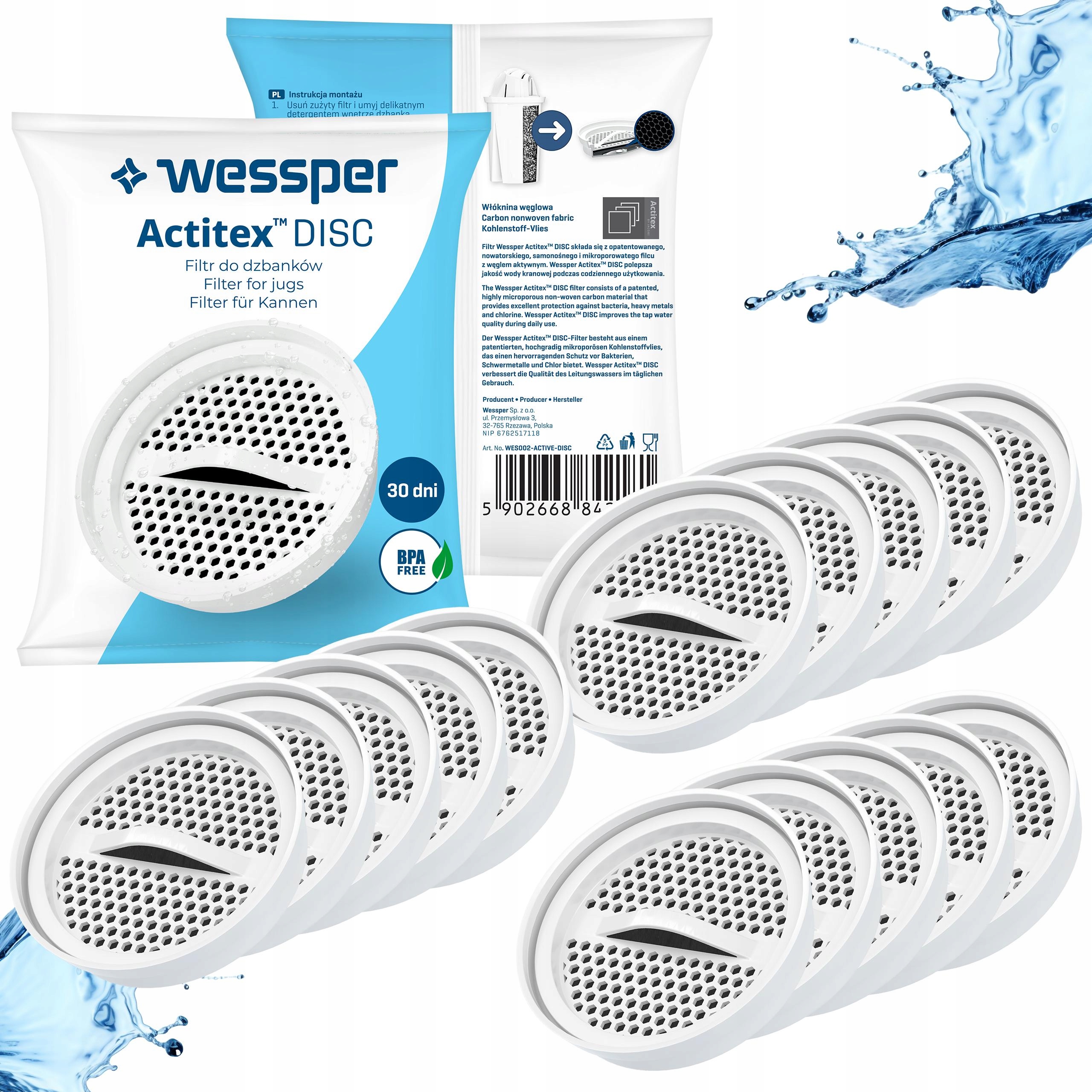 Filtry vody Actitex aquaclassic pro skleněné filtrační konvice Wessper 15x