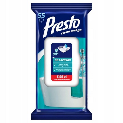 

Presto Ściereczki nawilżane do łazienki 55 szt