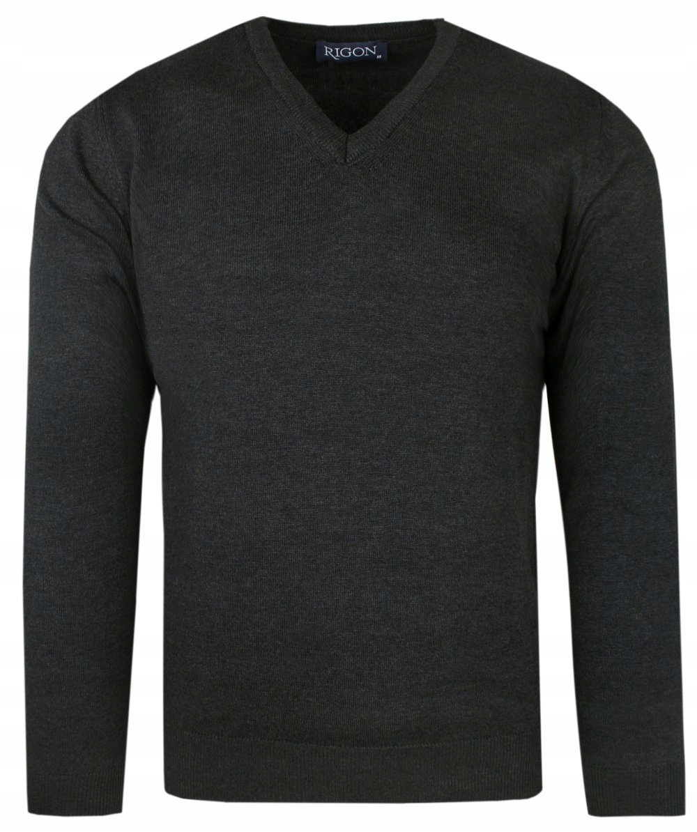 Pánský svetr Polské značky Rigon – V-neck (srdíčko) – Grafitový – M