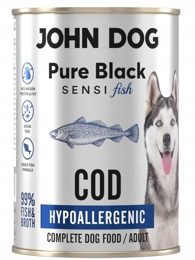 5x JohnDog Pure Black Sensi Treska Hypo 400 g