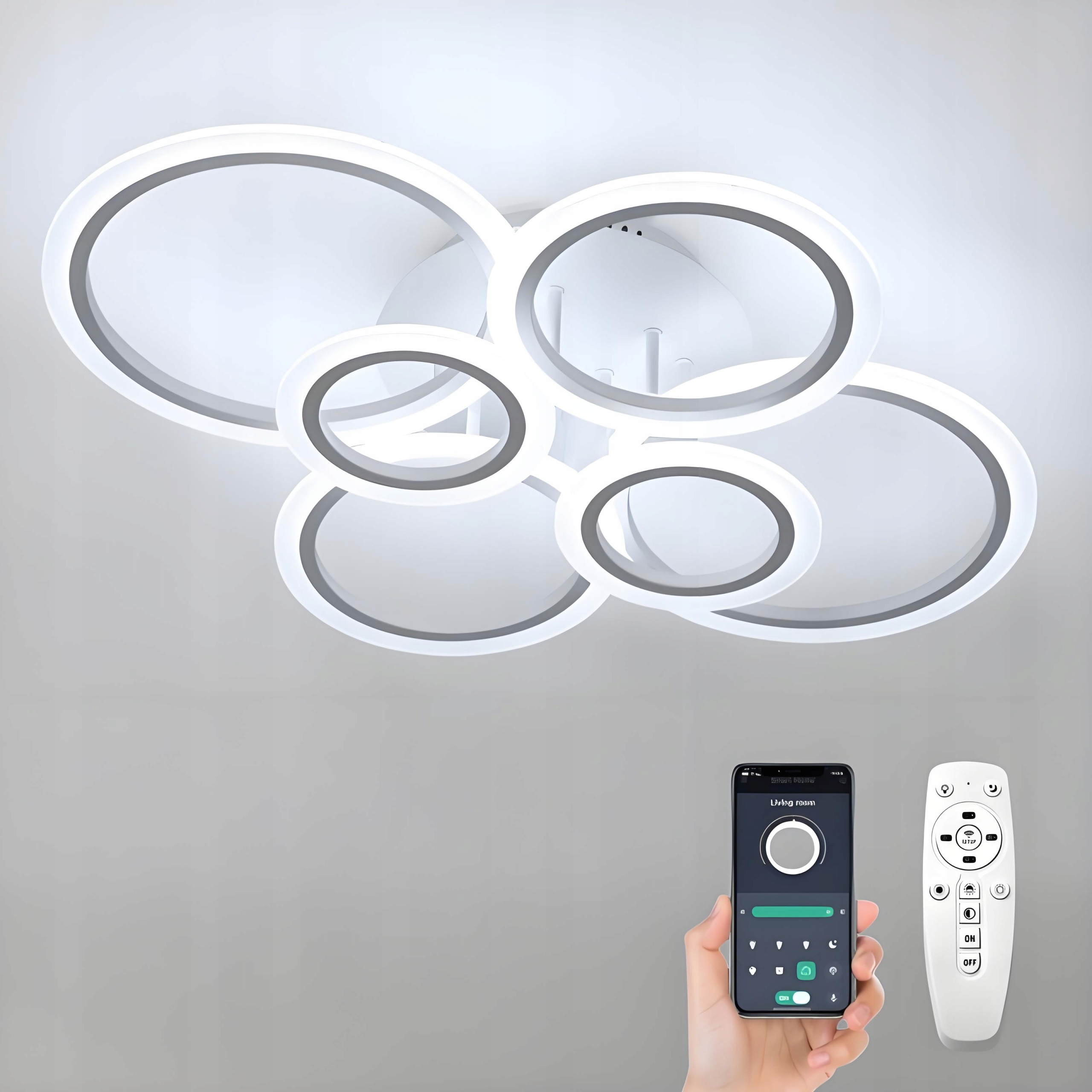 Led Stropná Lampa Luster Moderný Ring 48W S Pilotom App Do Obývačky