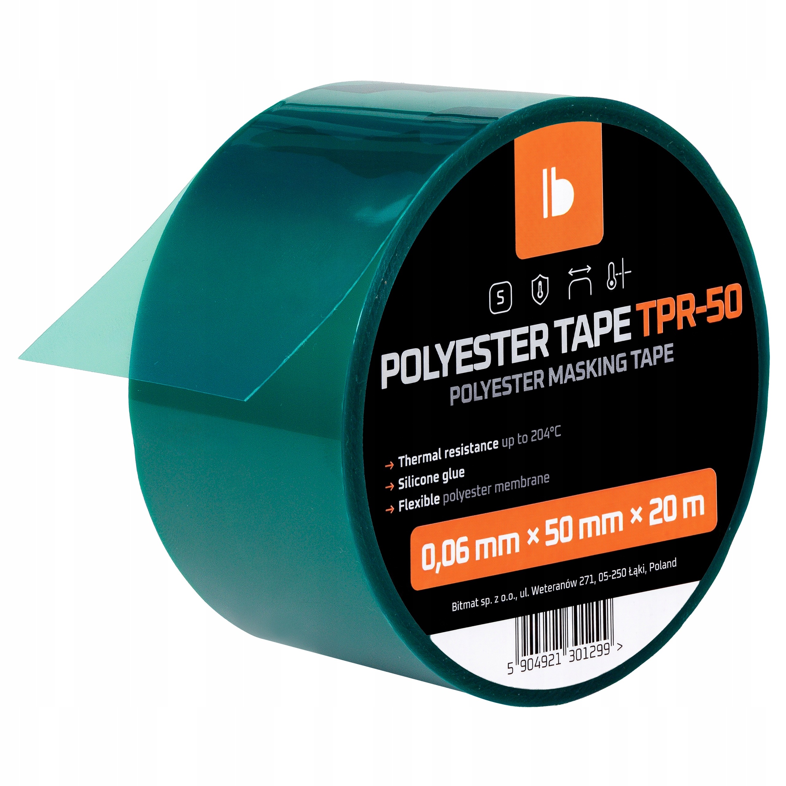 Taśma szeroka mocna Maskująca Wysokotemperaturowa 50mm/20mb Pet Zielona
