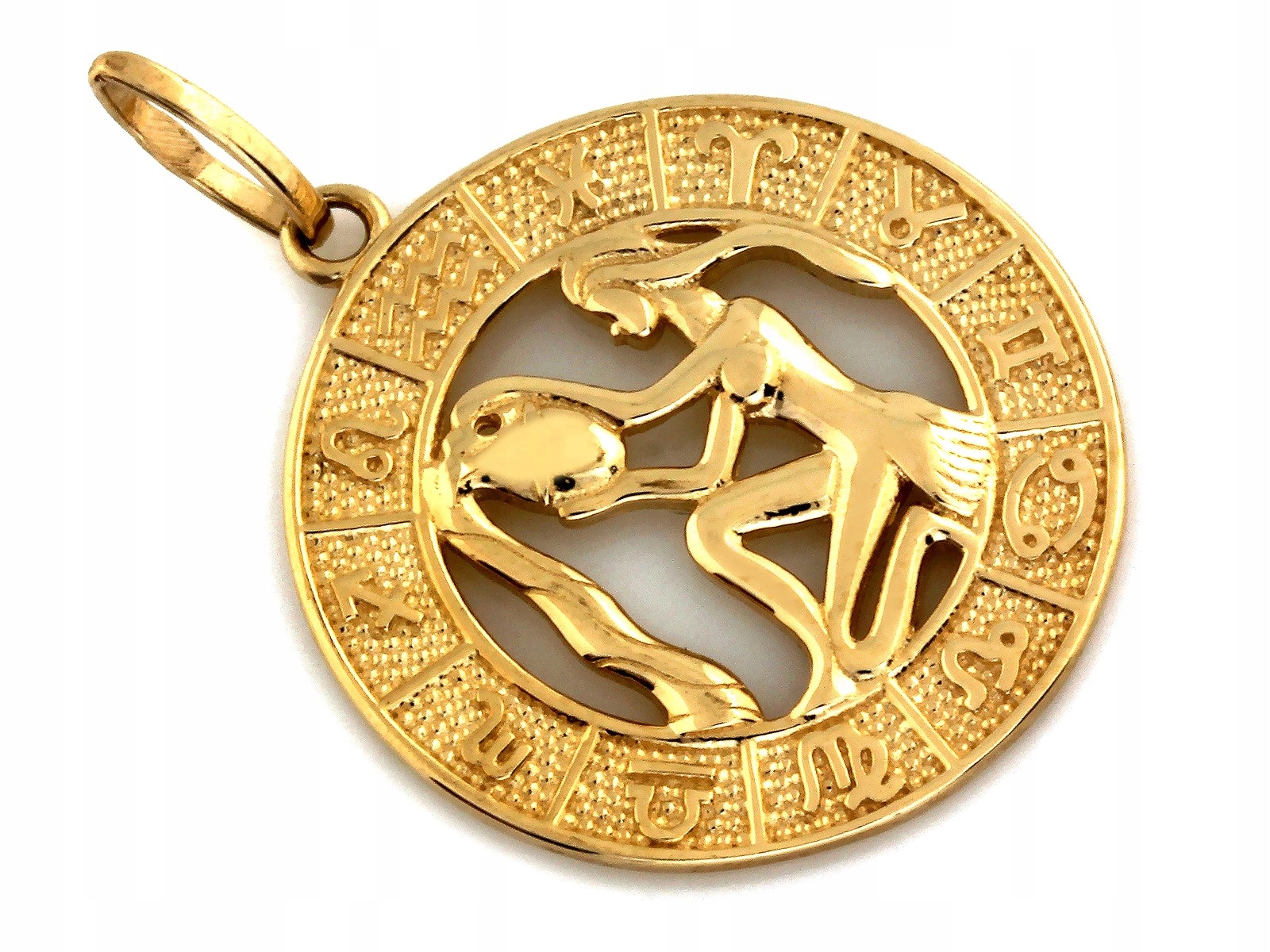 Zlatý přívěsek 585 vodník znamení zvěrokruhu přívěsek 1.65 g prolamované kolečko