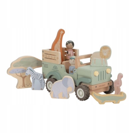 Little Dutch drewniany samochód zwierzątka Safari Friends jeep figurki