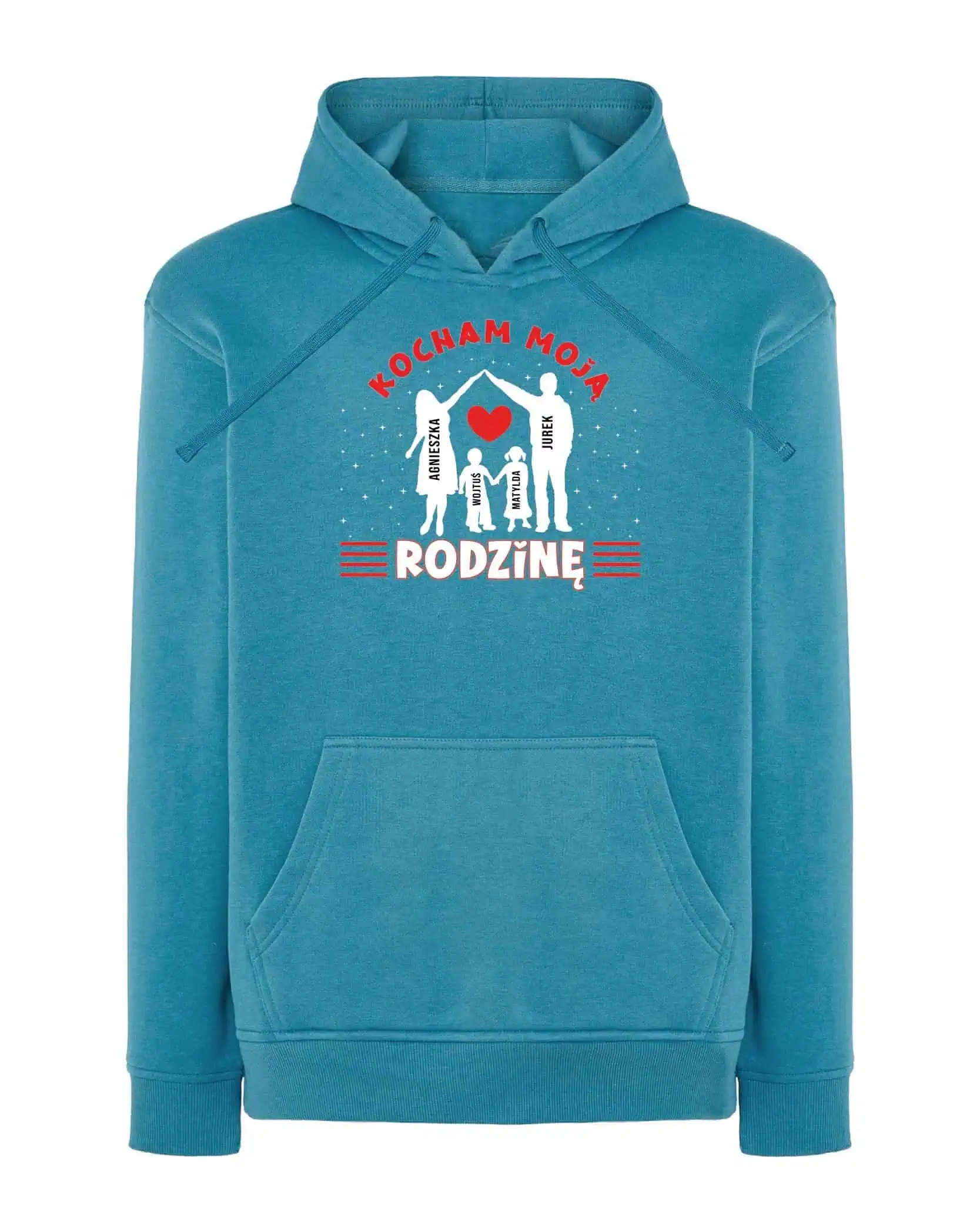Mikina s kapucí Personalizovaná Miluji rodinu Modrá XL